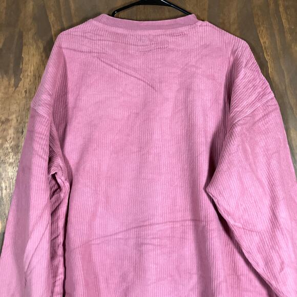 Aerie Womens Sweatshirt Pink Ribbed Pull Over Crew Neck Comfy Oversized Medium - Picture 10 of 11